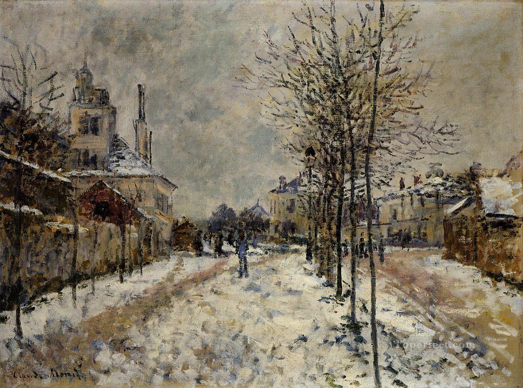 The Boulevard de Pontoise at Argenteuil Snow Effect Monet Oil Paintings